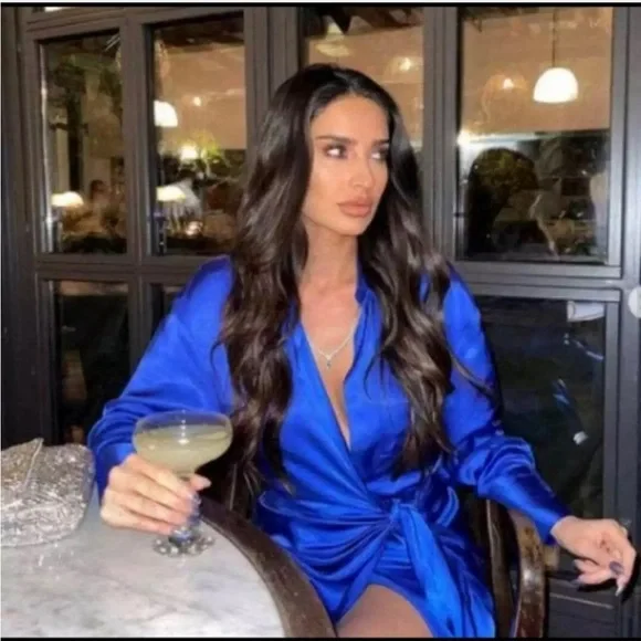 Zara wrap stain blue dress - Picture 5 of 5